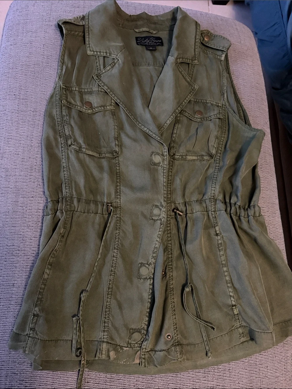 Lucky Brand Live in Love Cargo Utility Jacket Vest Size Medium - Picture 4 of 5